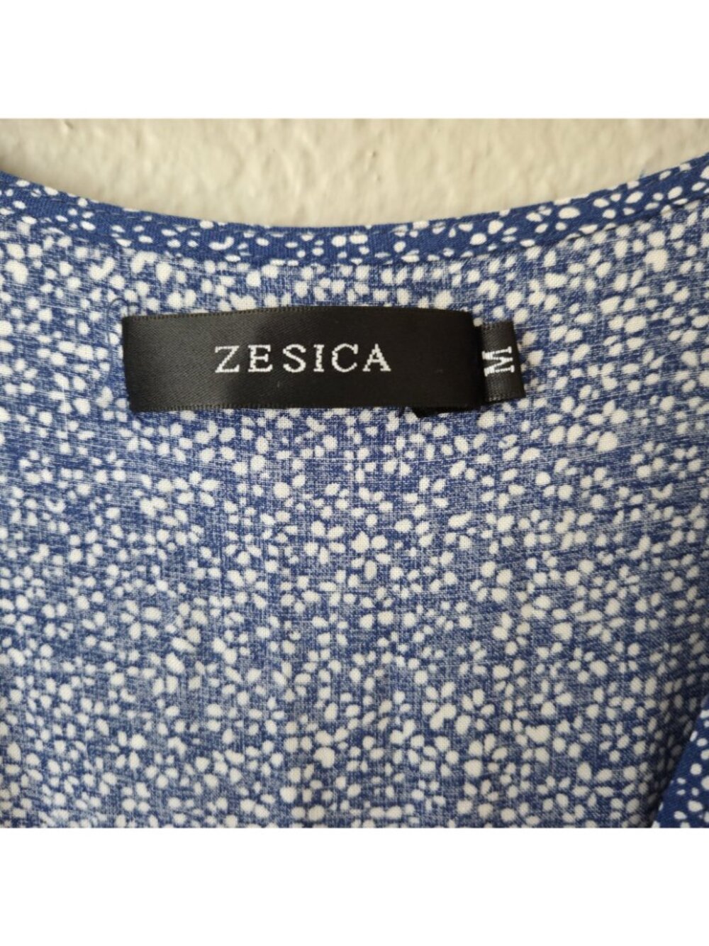 Zesica Wrap Ruffler Midi Dress Womens M Blue/White Floral Short Sleeve VNeck - Picture 12 of 16